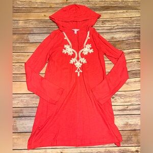 EUC Lilly Pulitzer Coral Cabana Lace Tunic with Hood sz Small
